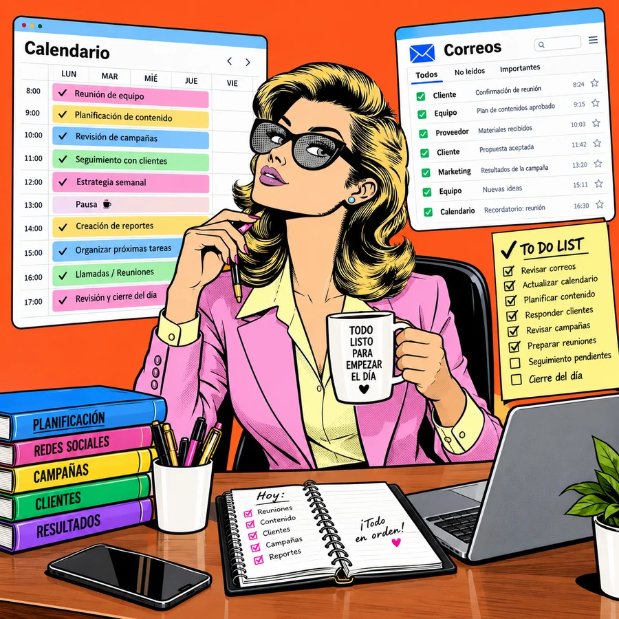 Asistente Ejecutiva trabajando en su escritorio