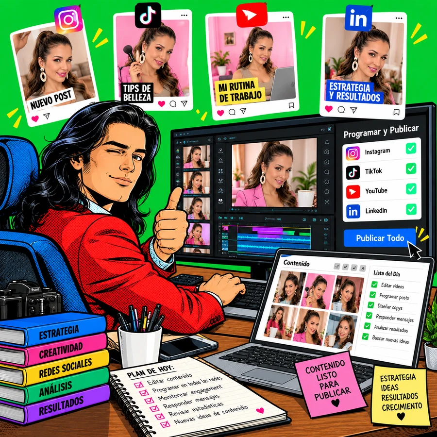 Community Manager trabajando en su escritorio
