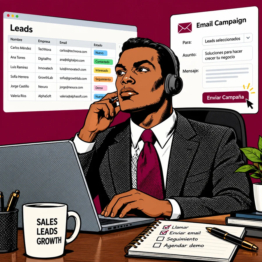 Generación de Leads trabajando en su escritorio