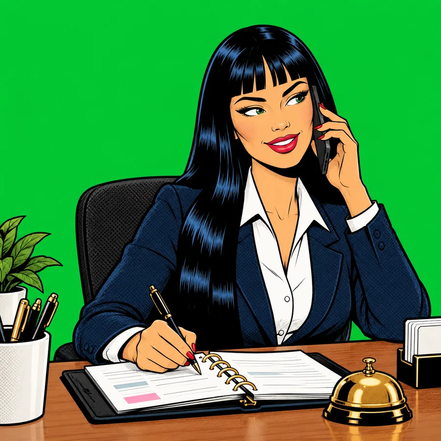 Recepcionista trabajando en su escritorio