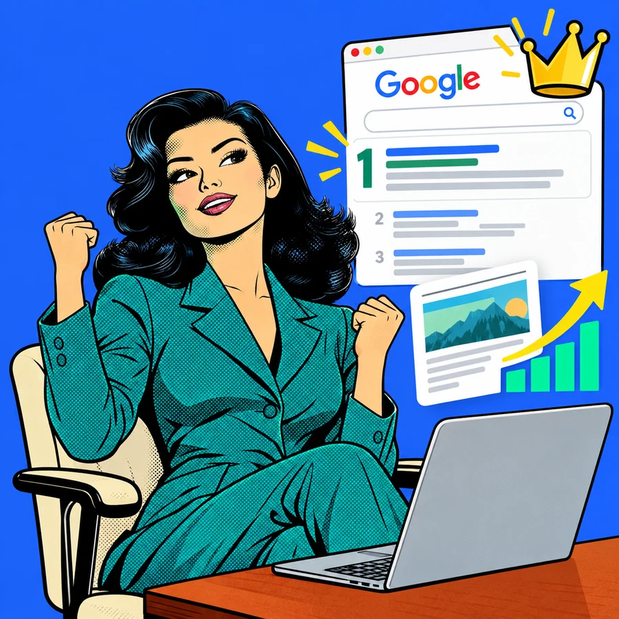 Experta en SEO trabajando en su escritorio