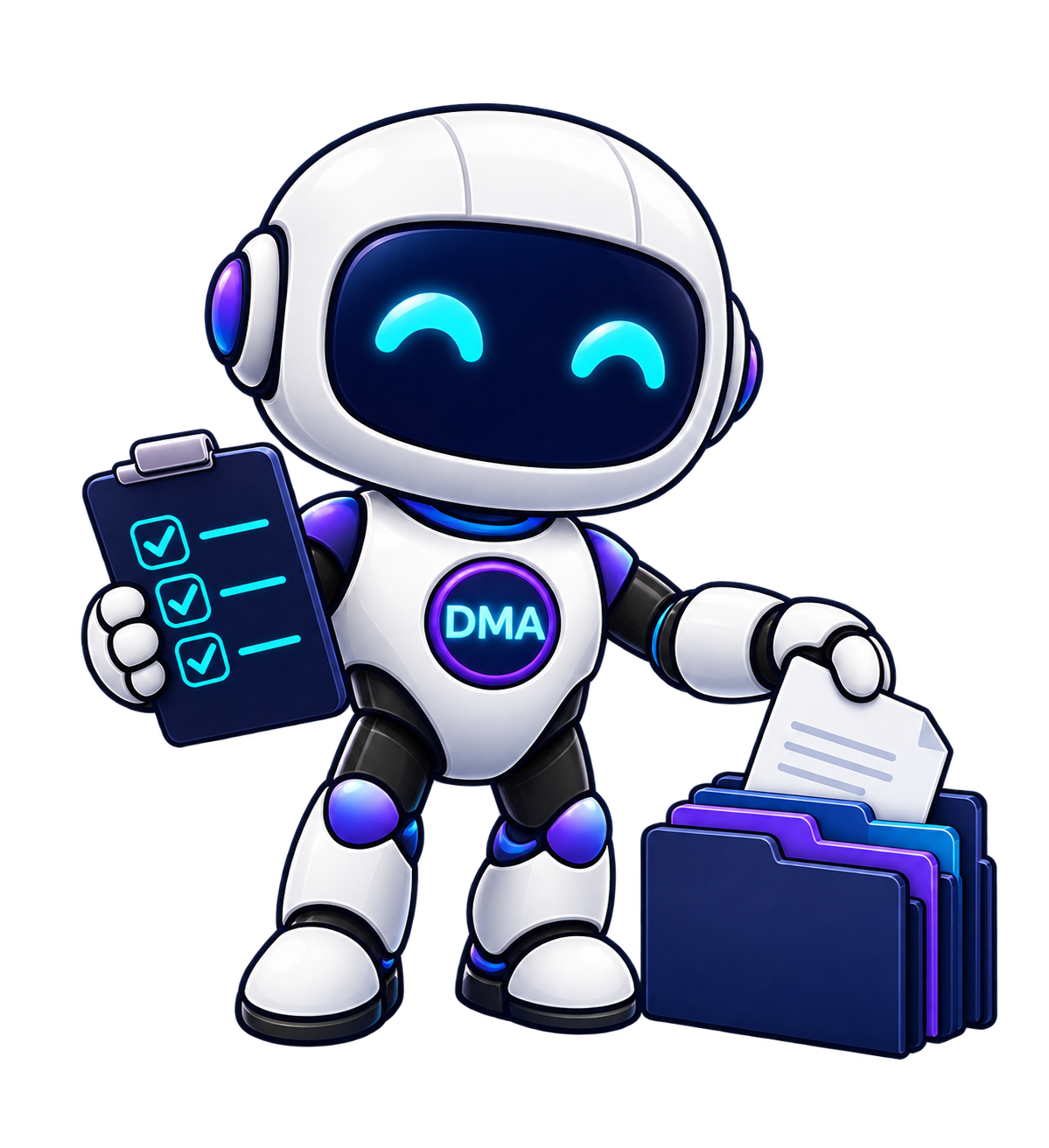 Robot de Digital Media Angels organizando documentos y procesos